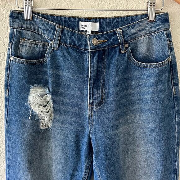 Revolve By The Way Sasha Distressed Mid Wash Denim Jeans Size 26 - Picture 4 of 7